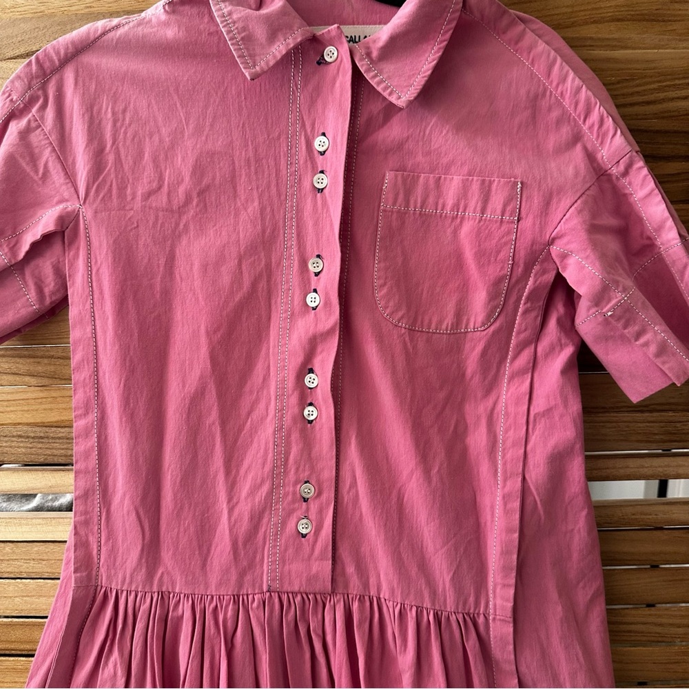 Caron Callahan Trista Short Sleeves Collared Midi Dress in pink size XS - Picture 2 of 9